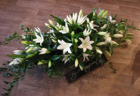 Casket spray in white lily