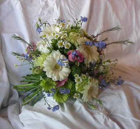 Bridal bouquet of gerbera and dainty flowers