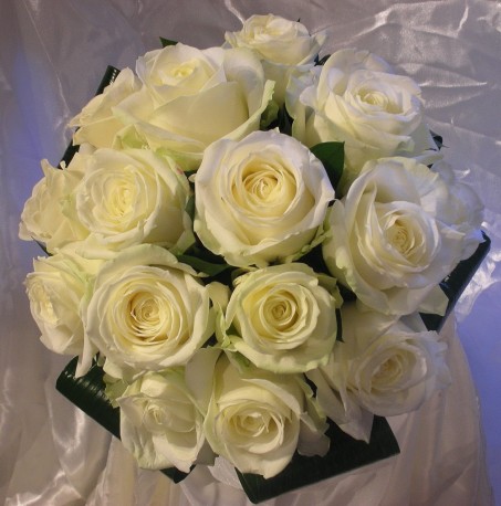 White classic rose bridal bouquet