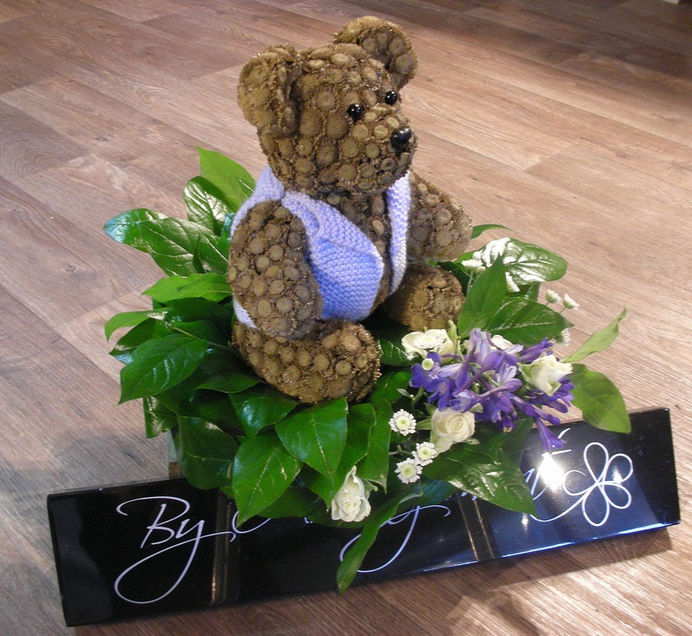 Teddy bear Funeral Flower Tribute