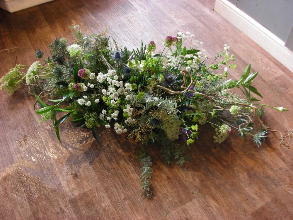 Casket spray with thistle